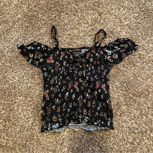 Black floral summer tube top